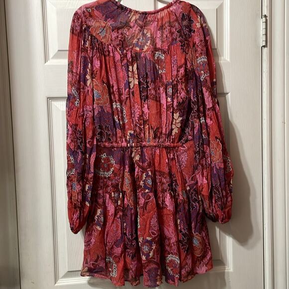 ALC floral long Sleeve silk mini dress size 4 retails $550 - Picture 5 of 10